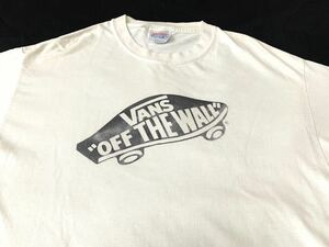 90's VANS OFF THE WALL Tシャツ 白ボディ HANES / ビンテージ 90年代 バンズ オブザウォール SK8 オールドスケート 80's オールドスクール