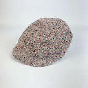 美品 KANGOL カンゴール キャップ 帽子 ショートつば ツイード グレー ピンク@DB34