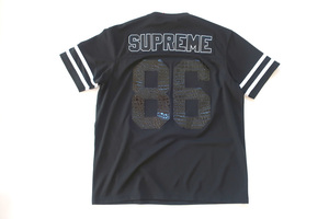 (M)Supreme Faux Croc Football Jerseyシュプリームクロコ柄フットボールジャージ黒