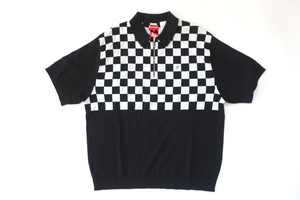 (M)Supreme Checkerboard Zip Poloシュプリームチェッカーボード半袖ポロシャツ黒