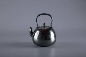 純銀保証 金賞堂造 草花彫 湯沸 銀瓶 純銀製 時代物 古美術品 煎茶道具