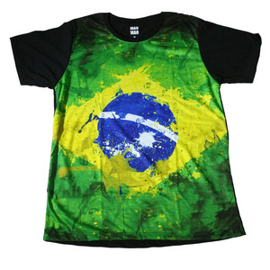 ブラジル 国旗 フラッグ スポーツ サッカー オリンピック 応援 ストリート系 デザイン おもしろTシャツ メンズTシャツ 半袖 ★E196L