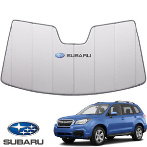 USスバル純正 専用設計 SUBARUロゴ入 サンシェード シルバー 吸盤不要 折りたたみ式 ケース付 フォレスター SJ系 前期 カバークラフト製