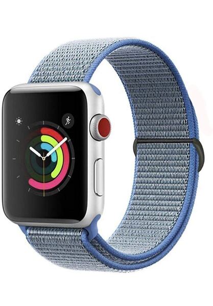Apple アップルウォッチバンド 38/40/41mm ナイロンバンド 交換ベルト 替えベルト シリーズ234567SE対応 マジクテープ タホブルー