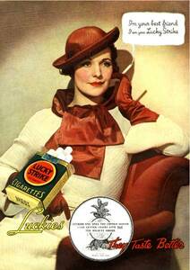 ●357F　1935年のレトロ広告　ラッキー・ストライク　たばこ
