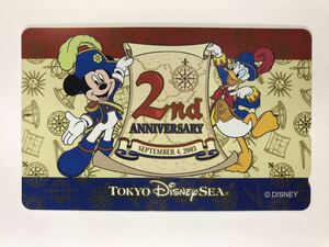 東京ディズニーシー2周年記念[TDL]未使用テレホンカード　ミッキーマウス ドナルドダック 