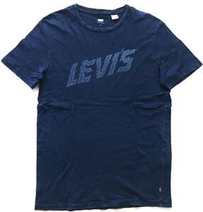 リーバイス インディゴ染め ダメージ加工 ビッグロゴ Tシャツ　　デカロゴ Levis 半袖 S/S T ヴィンテージ加工 ビンテージ加工 玉5730