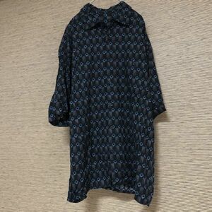 アロハシャツ　半袖柄シャツ　幾何学　ヘリンボーン　総柄　黒　古着１ｃ 激レア　一点もの　古着　ホワイト ゆるだぼ　入手困難