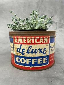 【送料無料】 1970年代 American Deluxe Coffee コーヒー缶 ヴィンテージ E0259