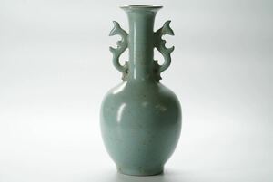 中国 宋 古美術 汝窯 青磁 花瓶 花入 双耳瓶 古玩 磁器 時代物