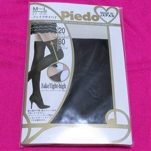  anonymity * including in a package welcome [ZZ]* new goods Piedo fake thigh high 80 Denier stockings bread -stroke M-L made in Japan black 