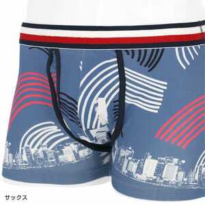 TOMMY HILFIGER トミーヒルフィガー MODERN STRIPE COTTON KEYHOLE TRUNK PHOTO コットン 前開き ボクサーパンツ 53391447 サックス L