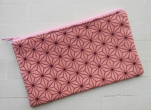 ☆マスクケース☆通帳ケース☆麻の葉柄 ピンク☆ハンドメイド マチ付き ポーチ