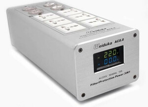 新品◆アプグレード版（LED液晶モニター付） Weiduka AC8.8 高級 オーディオ専用 電源タップ シルバー 　
