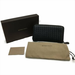 ▼▼ BOTTEGA VENETA ボッテガヴェネタ メンズ長財布 ラウンドファスナー イントレチャート ブラック やや傷や汚れあり