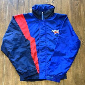 【90s】PEPSI Nylon Work Jacket ペプシナイロンワークジャケット青 紺 Mサイズ mサイズ 企業物 90 90年代 レア メッシュ ナイロン生地