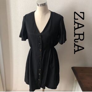 ZARA ザラ膝丈ワンピース、チュニックブラックLサイズ