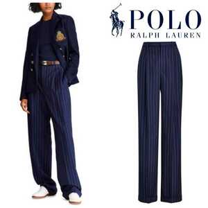  new goods 50,600 jpy POLO RALPH LAUREN Polo Ralph Lauren domestic regular goods top class Italy production pinstripe wool wide leg tiger u The - complete sale 