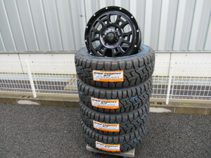 NITRO POWER H6 SLUG 16x6.5J +38 6H-139.7 ブラッククリア/ピアスドリルド TOYO OPEN COUNTRY R/T 215/65R16 200系ハイエース