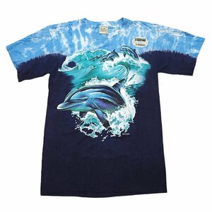 WC017【Mサイズ】未使用 メキシコ製 HABITAT 90s 手染め イルカ 海 半袖 Tシャツ ネイビー ハビタット メンズ 送料無料