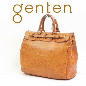 ●genten ゲンテン レザー ハンド バッグ 茶 ブラウン