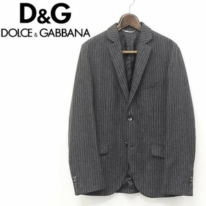 ◆D&G/ドルチェ＆ガッバーナ ストライプ柄 ウール 2釦 ジャケット チャコールグレー 48