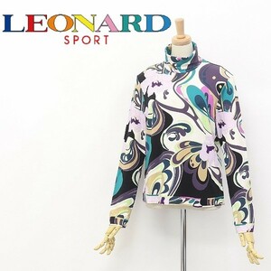 ◆LEONARD SPORT/レオナール スポーツ 総柄 ストレッチ タートルネック トップス カットソー 40