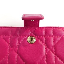 【良品】Christian Dior クリスチャン ディオール レディディオール カードケース ラムスキン ピンク 革 チャーム付き【送料無料】_画像5