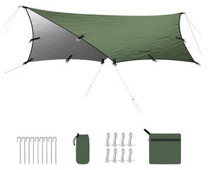 DOKICAMP ヘキサタープ 4.2×4.1m アーミーグリーン 300D高密度生地 UPF50+ ペグ・ロープ・収納袋付き 新品 送料込