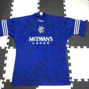 adidas MCEWANS LAGER【良品】Glasgow Rangers 94~96 ホームシャツ UK製☆サイズM NR-593