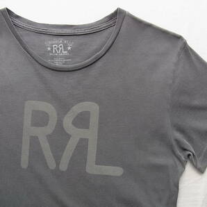 RRL ダブル アール エル ラルフローレン 米国製 ユーズド加工 ロゴプリント入りTシャツ サイズ S 加工で褪せたグレー の画像2