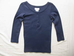 agnes b. アニエスベー　コットンフライス　スナップボタン　ヘンリーネックTシャツ　サイズ 1 日本製 ネイビー