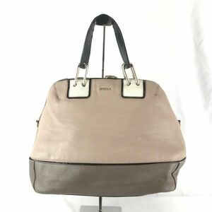 イタリア製★FURLA★フルラ★レザーハンドバッグ★ピンクベージュ◆1-292