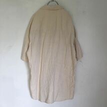 ヴィンテージ SILK100% 半袖ワークシャツ 2 サファリシャツ ボタンダウンシャツ 無地 アイボリー 両胸ポケット ゆったりLサイズ メンズ古着_画像6