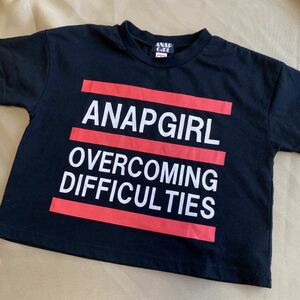ANAPGirl Tシャツ ブラック Sサイズ(150cm) 半袖Tシャツ Tシャツ プリントTシャツ