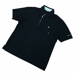 ★B-97 Munsingwear マンシングウェア ロゴ ペンギン 刺繍 半袖 ポケット ポロシャツ Tシャツ トップス L ネイビー ゴルフ ウェア メンズ