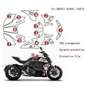 グラフィック デカール ステッカー 車体用 / Ducati Diavel 1260 1260S ドゥカティ ディアベル 防水 傷防止 保護用 透明 フィルム