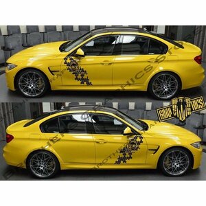 グラフィック デカール ステッカー 車体用 / BMW M3 3シリーズ / 2X サイド ドア センター バイナル ストライプ 外装 レース