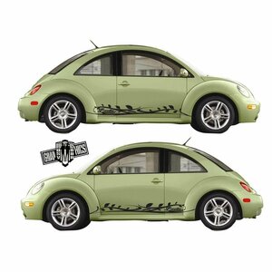 グラフィック デカール ステッカー 車体用 / VW ニュービートル 2009- ザ・ビートル 2012- / 2X アンダー サイド ドア フラワー バイナル