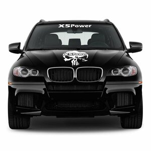 グラフィック デカール ステッカー 車体用 / BMW X5 / 1X フロント ボンネット フード エアロ バイナル パニッシャー スカル デザイン