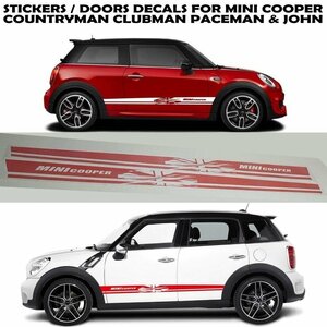 グラフィック デカール ステッカー 車体用 / BMW Mini ミニ クーパー JCW クラブマン クロスオーバー / 2X ミドル サイド ドア 英国旗