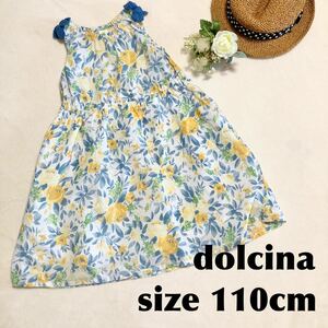 dolcina☆110cm ワンピース 花柄 ドルチーナ ノースリーブ キムラタン リゾート 夏