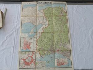 0032326 【戦前 都道府県地図】 兵庫県の２ 日本交通分県地図 大坂毎日新聞 大正14年