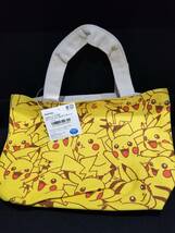 送料無料 マチ付コットンバッグ ピカチュウ ポケモン ランチバック ミニトート 弁当 pokemon Pikachu Lunch back_画像1