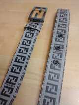 中古 FENDI フェンディ ベルト FF柄キャンバス×レザーベルト FENDI ロゴ ベルト Fendi belt 送料無料_画像8