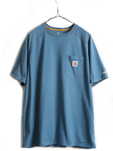 US企画 大きいサイズ XL ■ カーハート フォース ポケット付き 半袖 Tシャツ ( メンズ ) 古着 日本未発売 CARHARTT FORCE ワンポイント 青