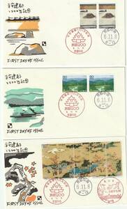 FDC　１９９４年　　平安建都１２００年記念　　８０円　　３通　　銀座わたなべ