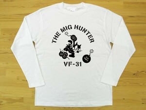 THE MIG HUNTER 白 5.6oz 長袖Tシャツ 黒 L ミリタリー トムキャット VFA-31 U.S. NAVY VF-31