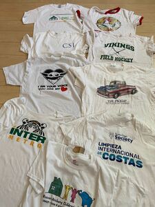 白プリントTシャツ 半袖Tシャツ トップス9枚おまとめ売るアメリカ古着Tシャツ