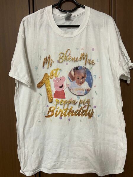 【アメリカ製古着】peppa pig birthday 白Tシャツ 半袖Tシャツ プリントTシャツ